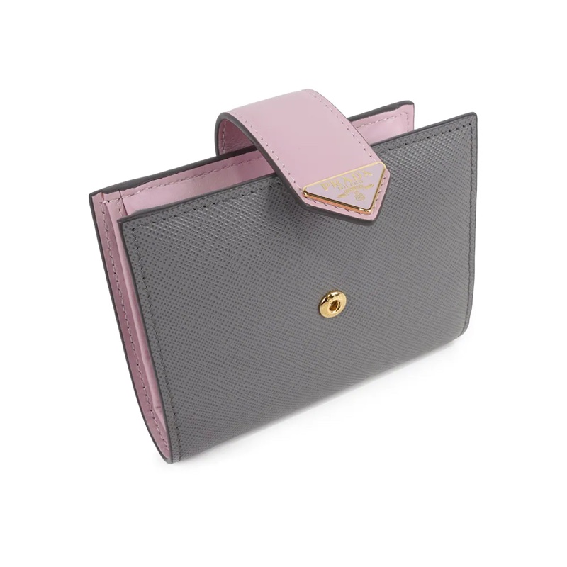 琺瑯三角Logo 撞色二折零錢袋短夾(石板灰/雪花石膏粉)-5