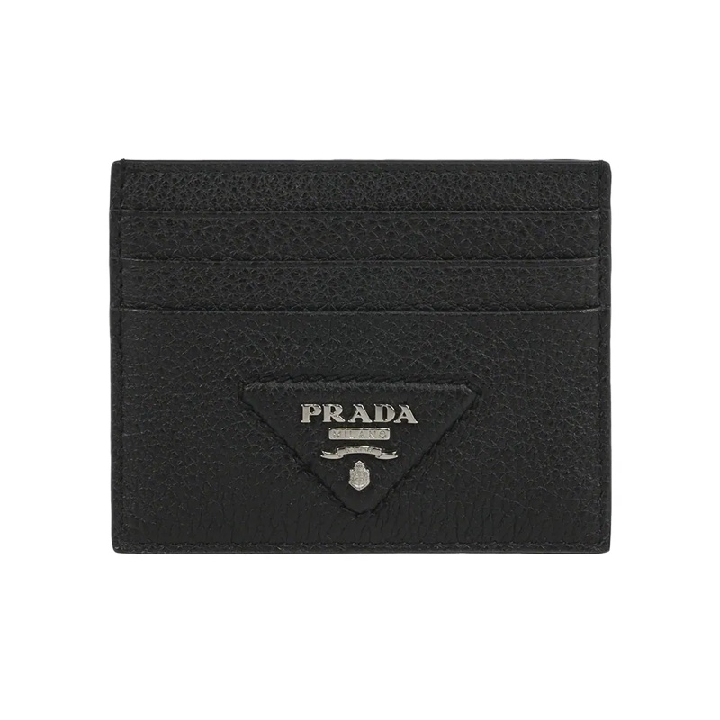 縫線三角Logo 6卡名片夾/卡片夾(黑色)-0