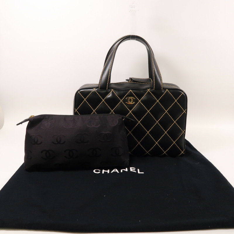 CHANEL 牛皮皮革Vintage Handbag金扣手挽袋-8
