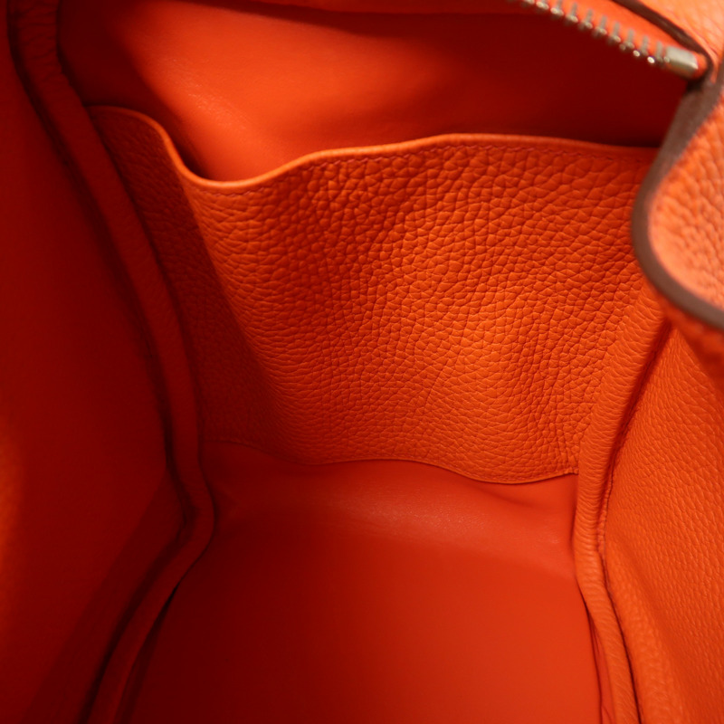 HERMES Clemence皮革Lindy 30銀扣手挽肩背兩用袋Feu-5