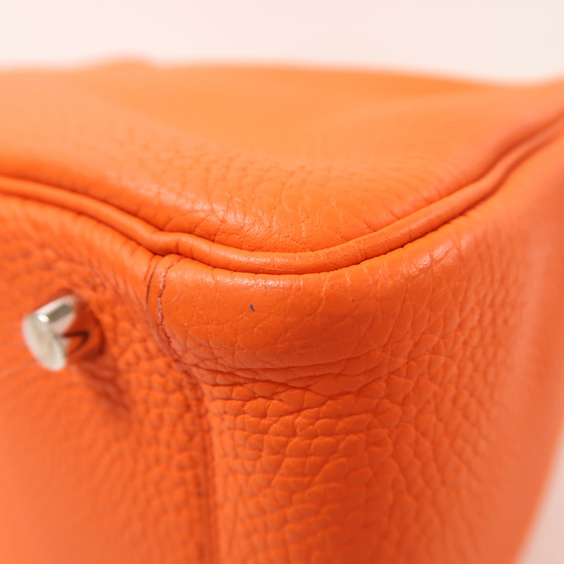 HERMES Clemence皮革Lindy 30銀扣手挽肩背兩用袋Feu-13