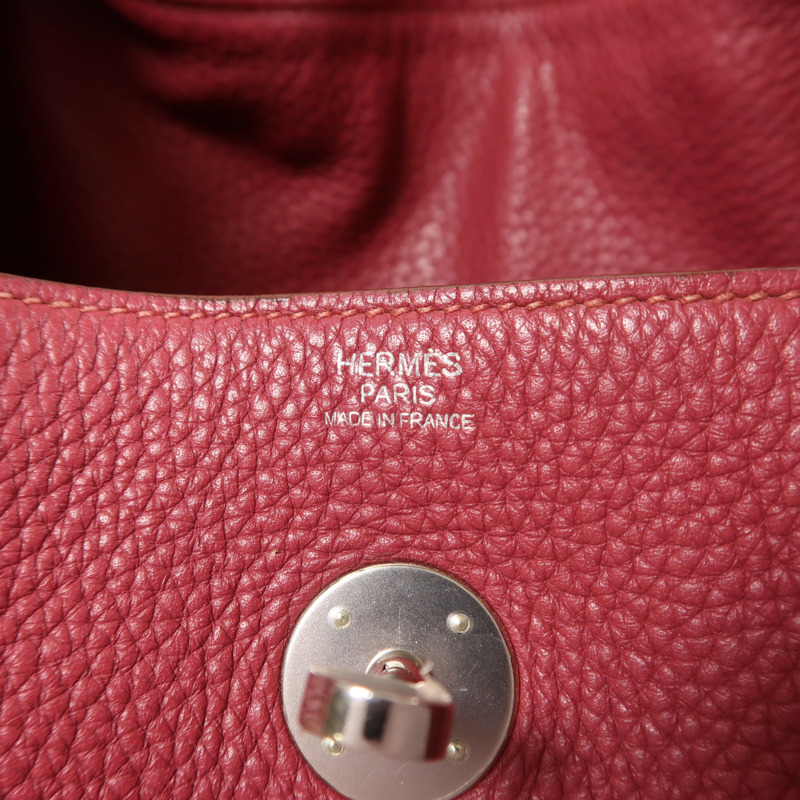 HERMES Clemence皮革Lindy 30銀扣手挽肩背兩用袋Rubis-7