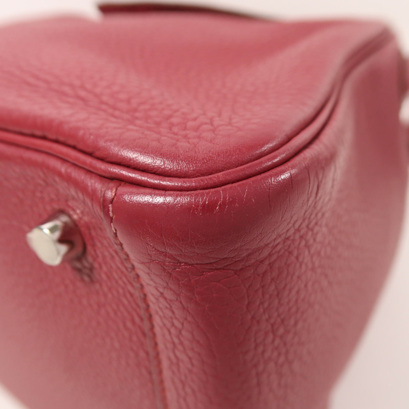 HERMES Clemence皮革Lindy 30銀扣手挽肩背兩用袋Rubis-11