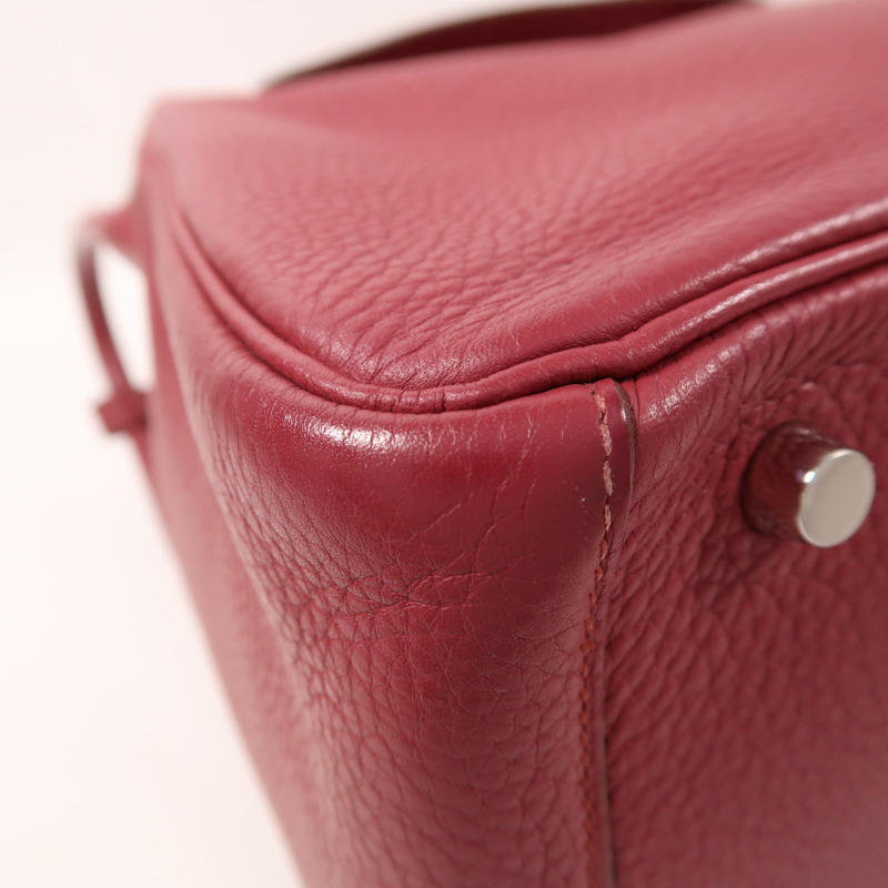 HERMES Clemence皮革Lindy 30銀扣手挽肩背兩用袋Rubis-12