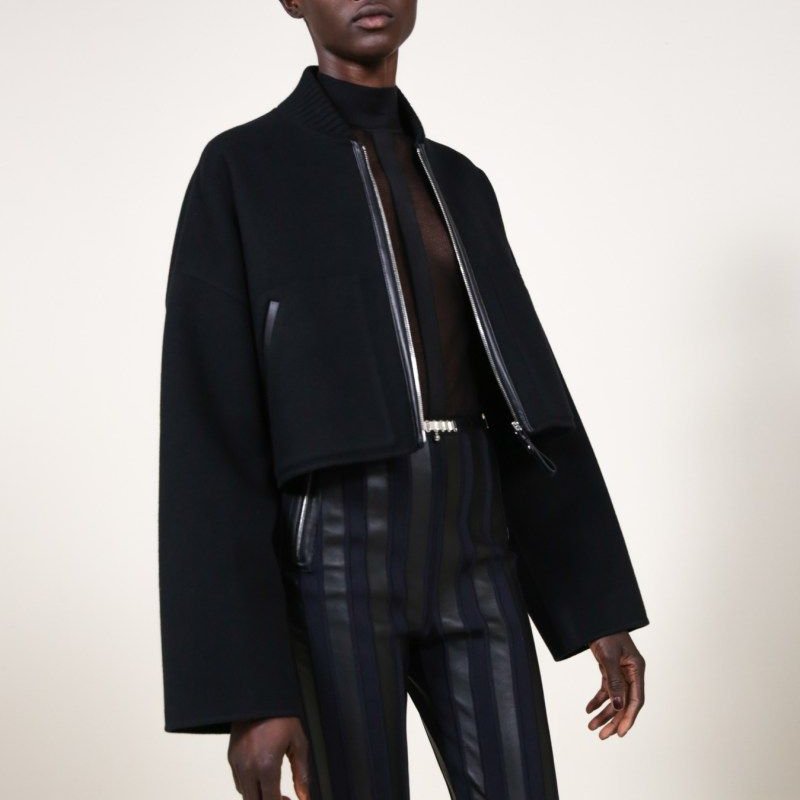 莉亞精品♡Hermes 喀什米爾羊毛落肩短版外套 尺碼36 近新閒置-1