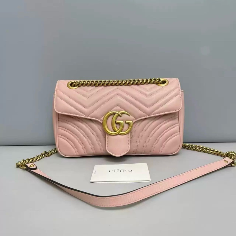 Gucci 古馳 Marmont 單肩包 中號粉色-0