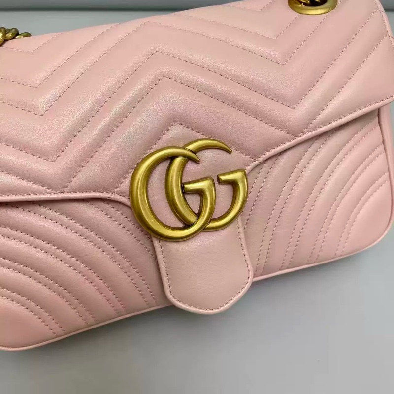 Gucci 古馳 Marmont 單肩包 中號粉色-3