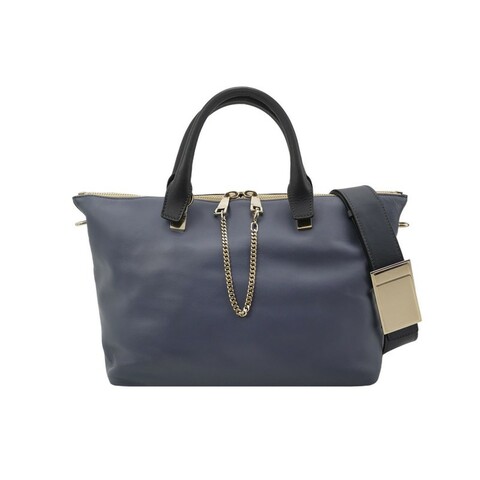 Chloe Baylee牛皮拼色鏈式拉鍊斜挎包單肩包