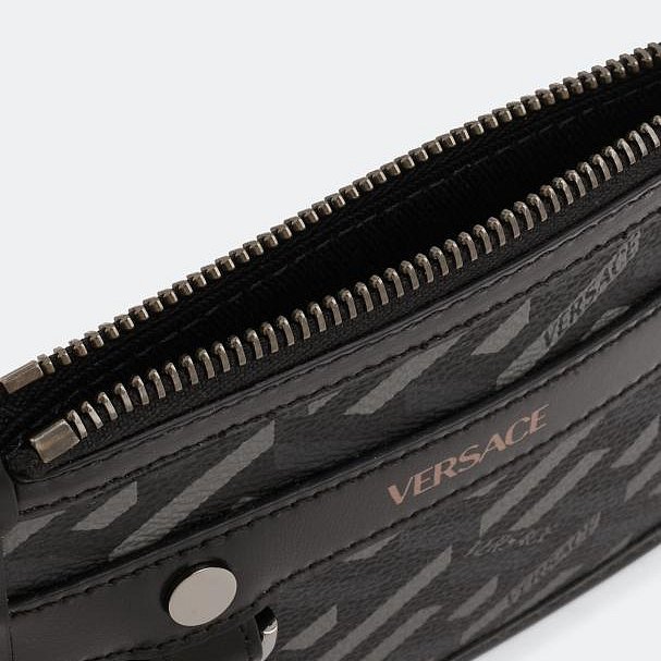 💎Han's house精品服飾💎VERSACE 凡賽斯 女神頭 頂級黑牌 多用途 手拿 零錢 卡包 15X11CM-2