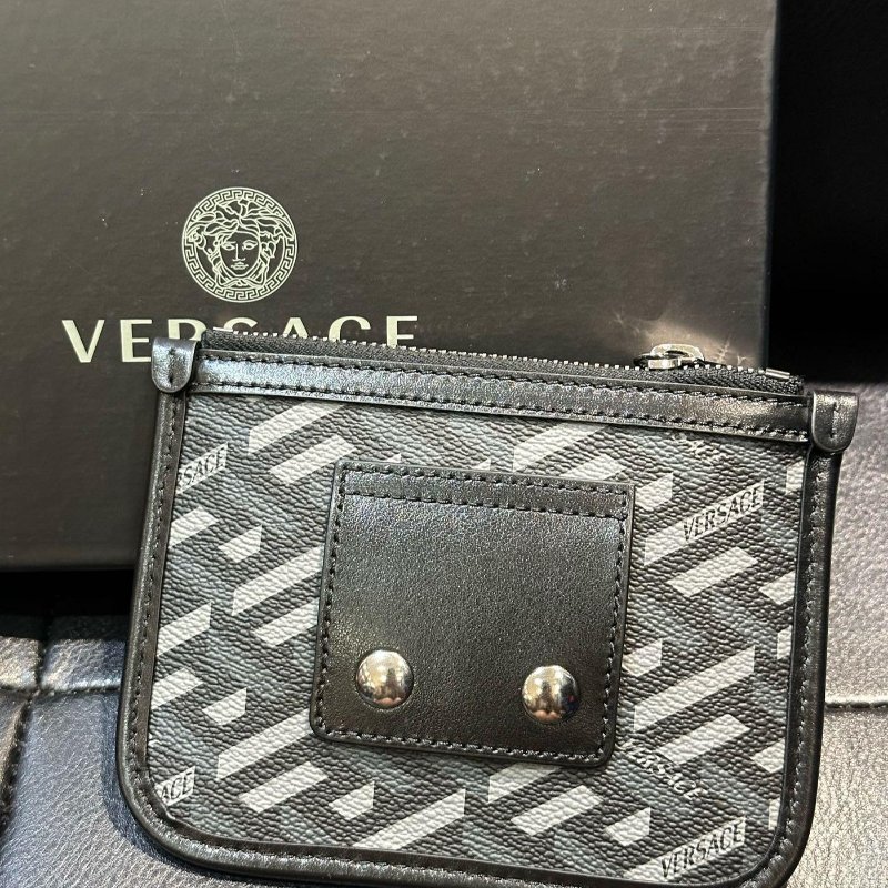 💎Han's house精品服飾💎VERSACE 凡賽斯 女神頭 頂級黑牌 多用途 手拿 零錢 卡包 15X11CM-5
