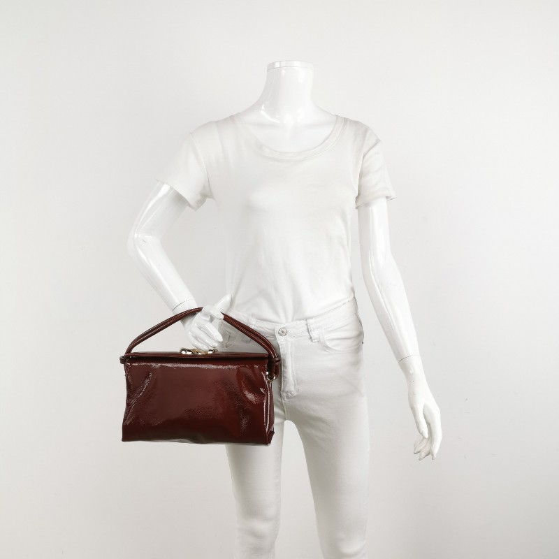 Gucci 漆皮纯色双Glogo标志手提包-1