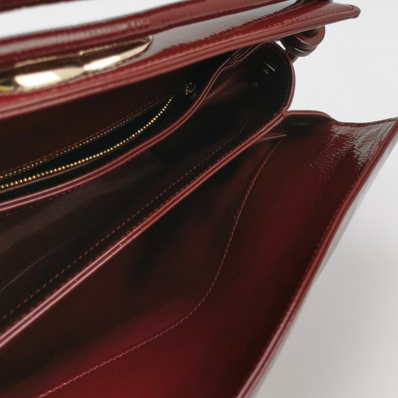 Gucci 漆皮纯色双Glogo标志手提包-6