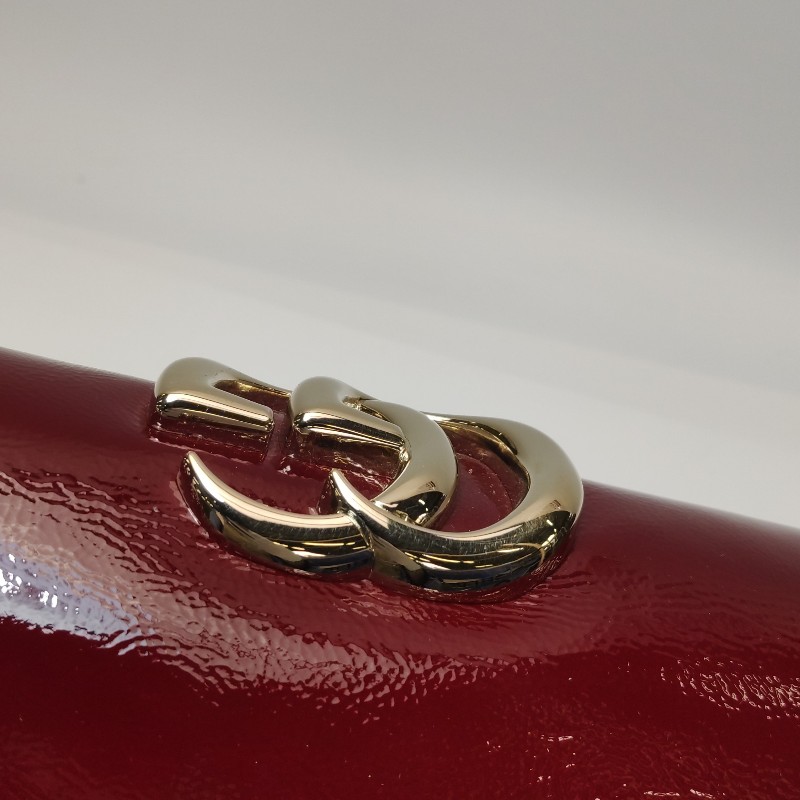 Gucci 漆皮纯色双Glogo标志手提包-9