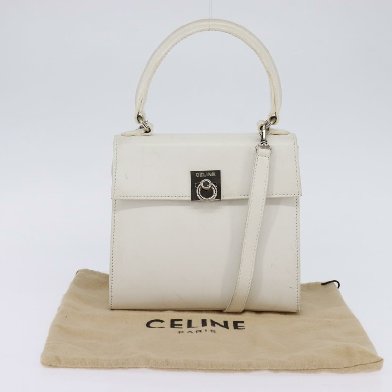 【日本直送】CELINE 手提包 皮革 2way 白色 銀色 Auth yk19665-11