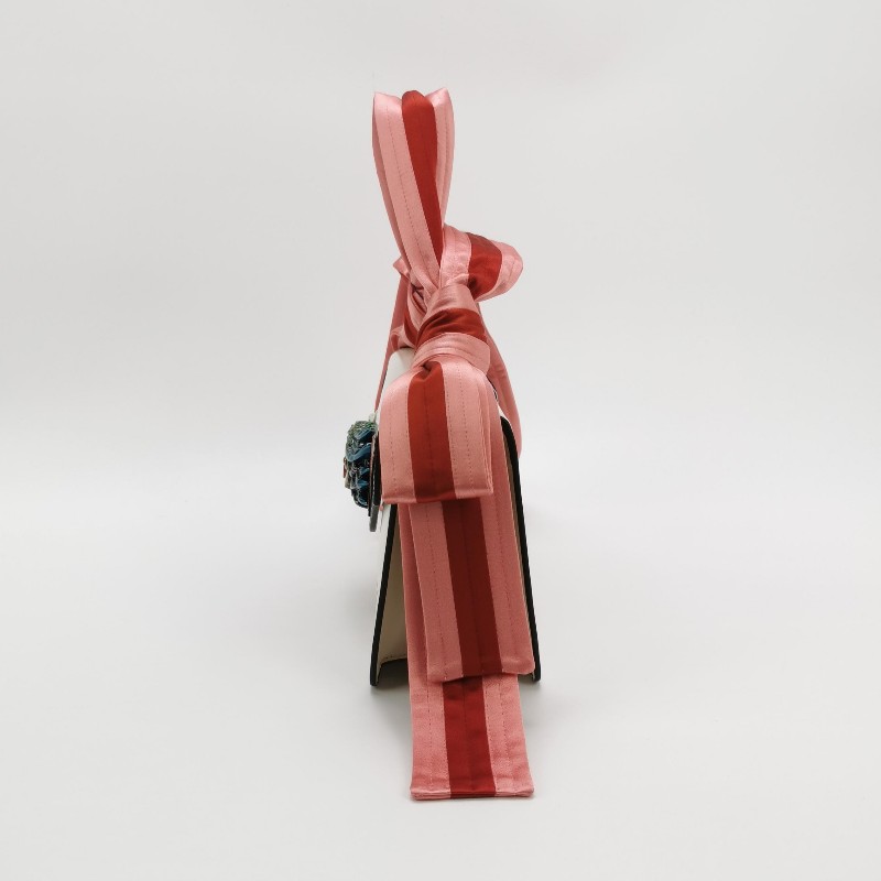 Gucci牛皮緞面拼色翻蓋單肩包-2