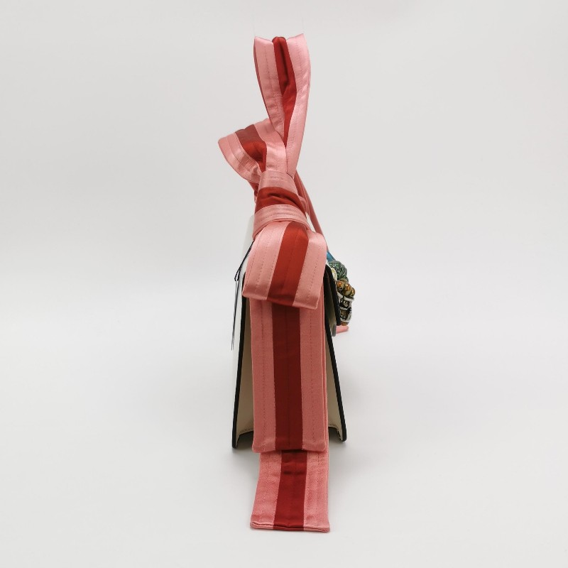 Gucci牛皮緞面拼色翻蓋單肩包-3