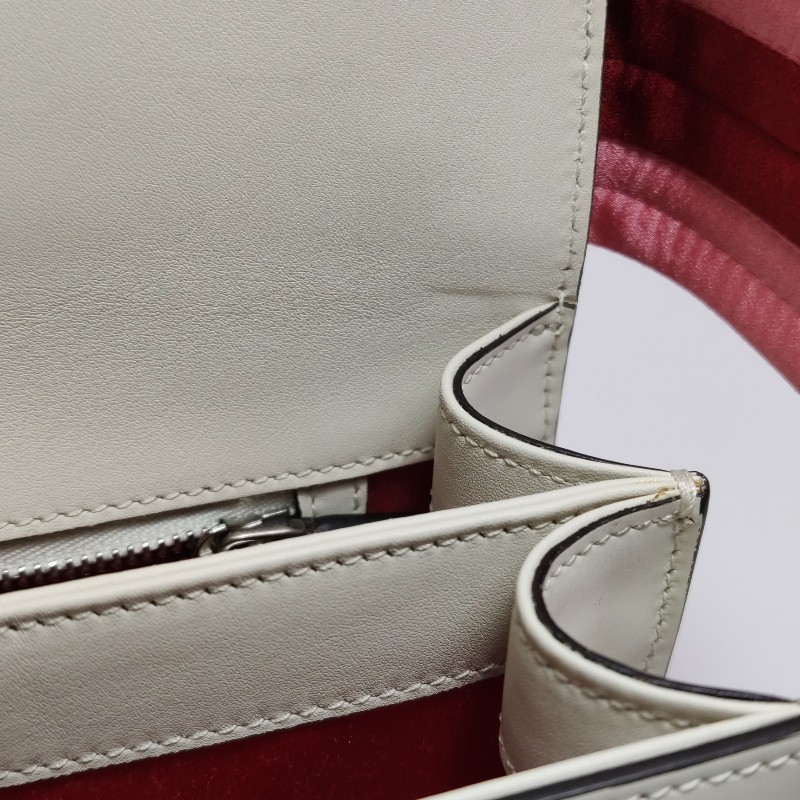 Gucci牛皮緞面拼色翻蓋單肩包-12