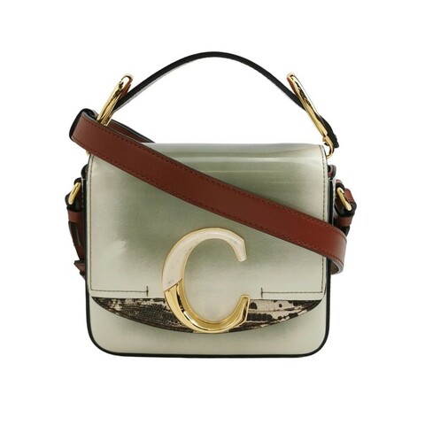 Chloe Chloe C迷你牛皮拼色字母C徽飾斜挎包單肩包