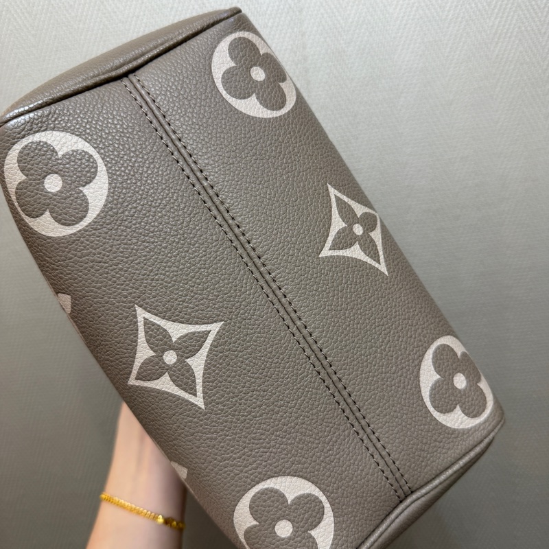 LV 斑鳩灰牛皮金釦Speedy 20手提斜背波士頓包M46575-5