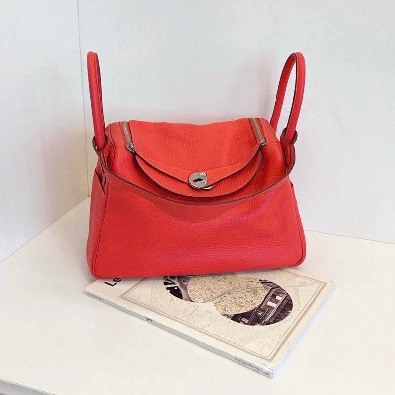 Hermès Lindy 30 朱砂紅銀扣-0