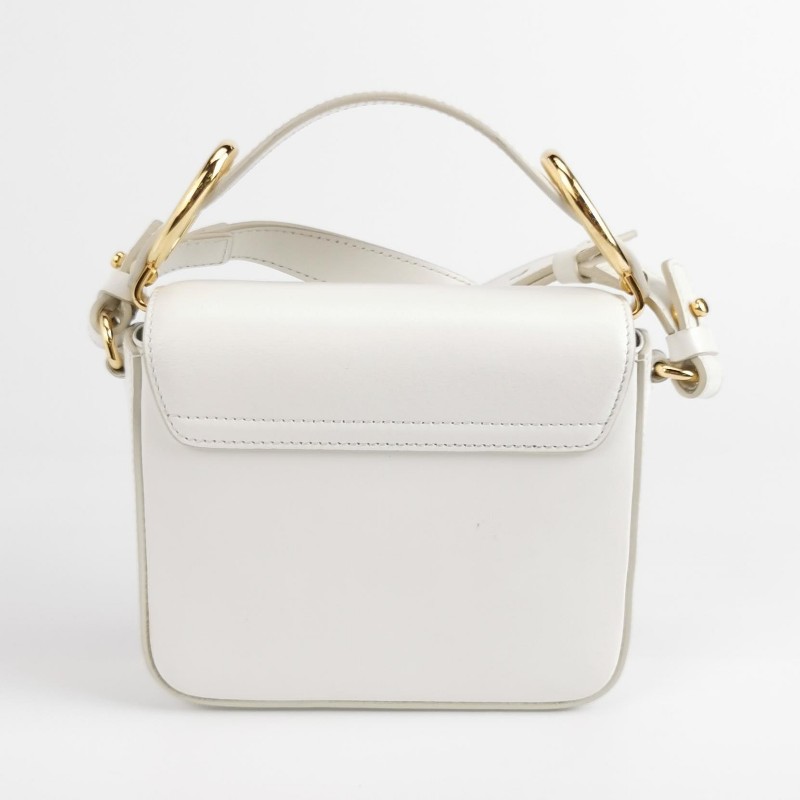 Chloe C迷你牛皮翻毛皮拼皮字母C徽飾斜挎包單肩包-4