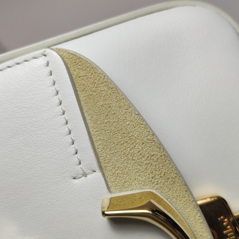 Chloe C迷你牛皮翻毛皮拼皮字母C徽飾斜挎包單肩包-15