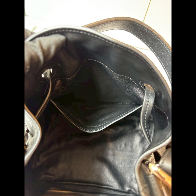 Prada 黑皮束口流蘇兩用水桶包-19