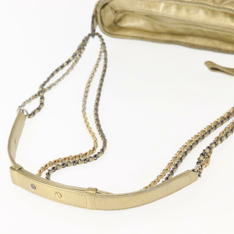 【日本直送】香奈兒肩背包 皮革 金銀 CC 標誌 正品 146160-7