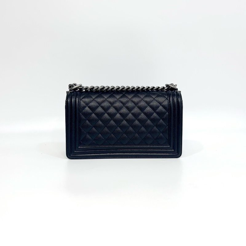 CHANEL黑銀荔枝牛皮BOY25側背包A67086-4