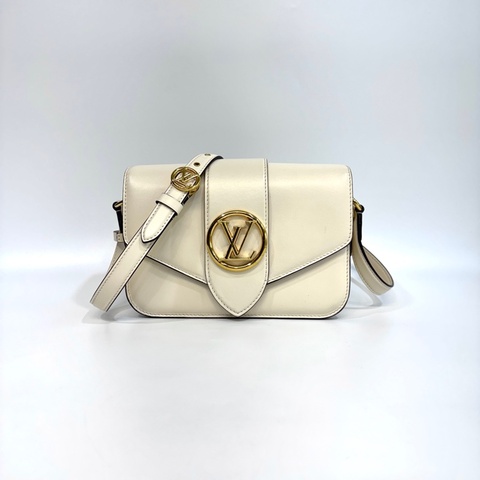 LV米白牛皮金釦下蓋Pont9 PM斜背包M55950
