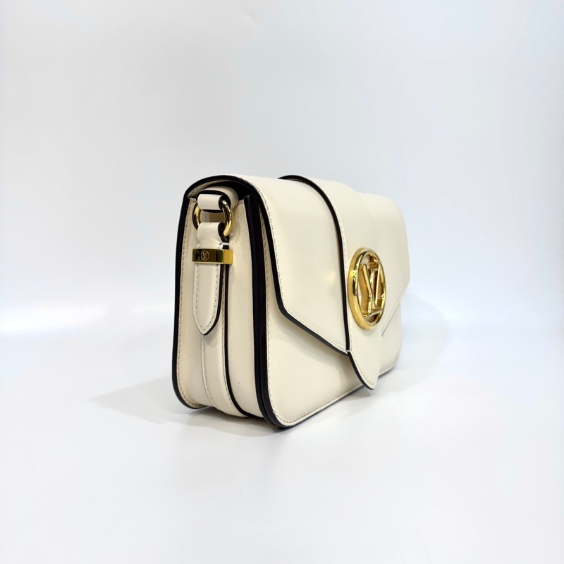 LV米白牛皮金釦下蓋Pont9 PM斜背包M55950-3