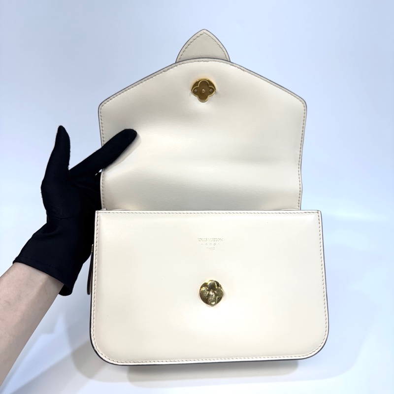 LV米白牛皮金釦下蓋Pont9 PM斜背包M55950-6