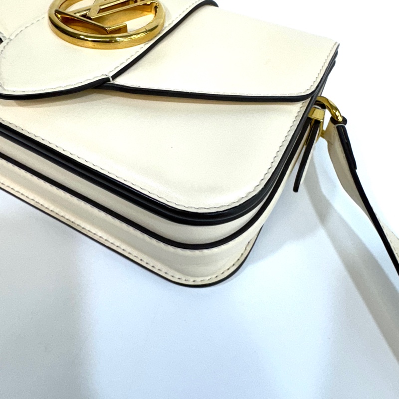 LV米白牛皮金釦下蓋Pont9 PM斜背包M55950-11