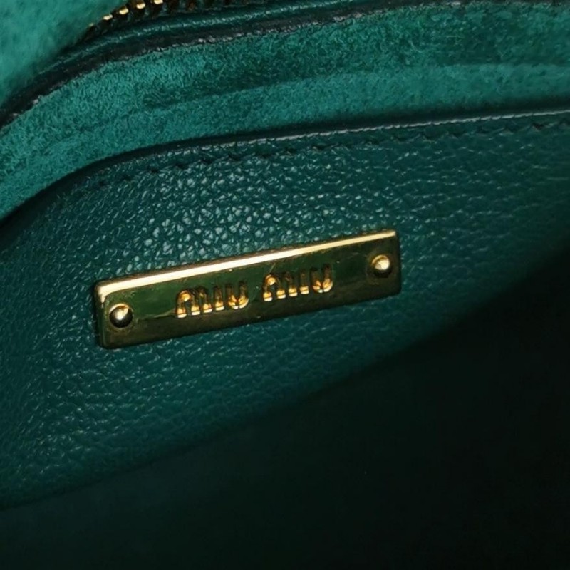 Miu Miu 羊皮拼色字母Logo金屬扣斜挎包-7