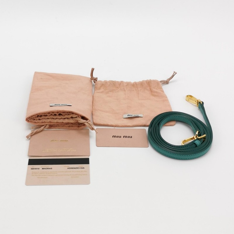 Miu Miu 羊皮拼色字母Logo金屬扣斜挎包-8