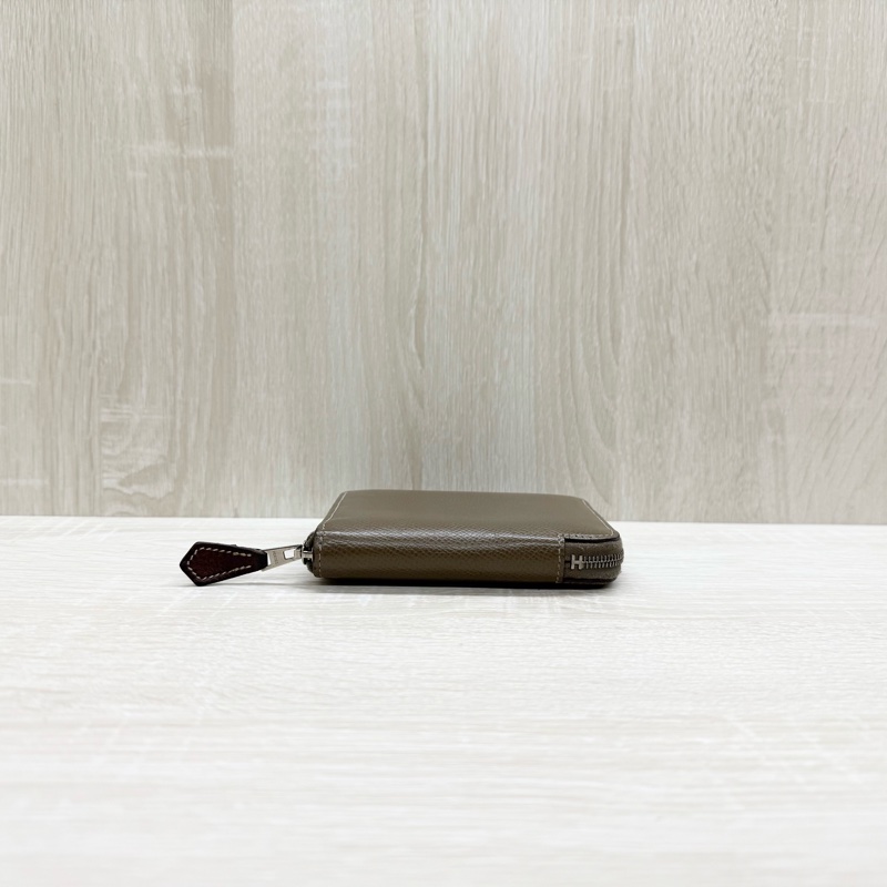 HERMES18大象灰Epsom皮叢林絲巾短夾-3