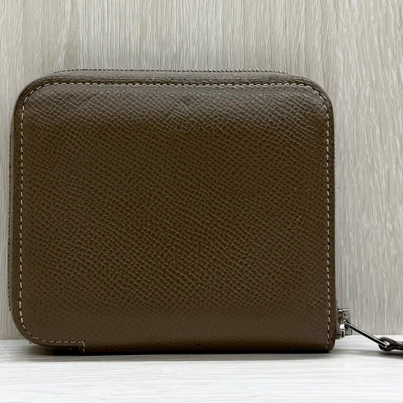 HERMES18大象灰Epsom皮叢林絲巾短夾-7