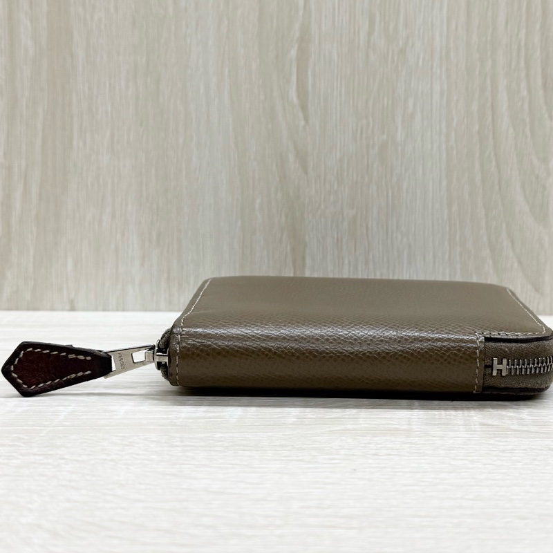 HERMES18大象灰Epsom皮叢林絲巾短夾-8