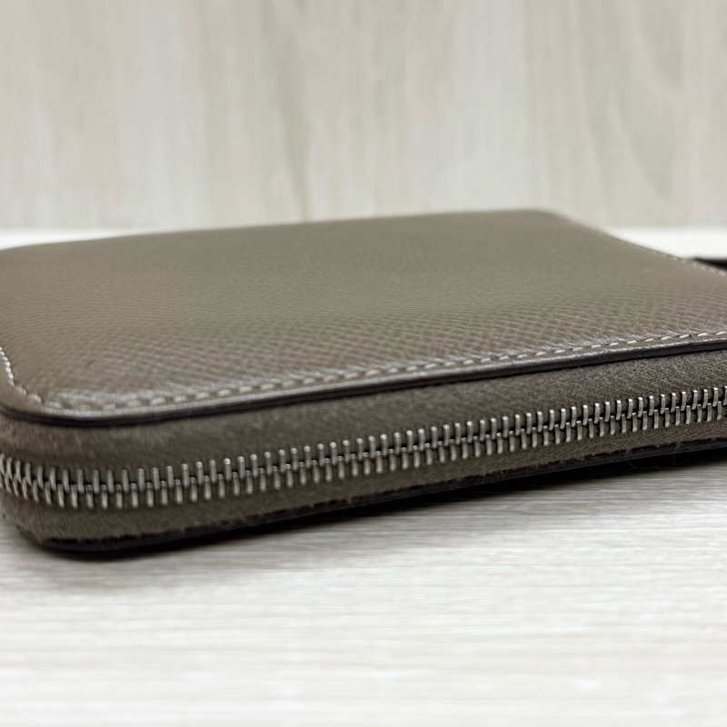 HERMES18大象灰Epsom皮叢林絲巾短夾-9