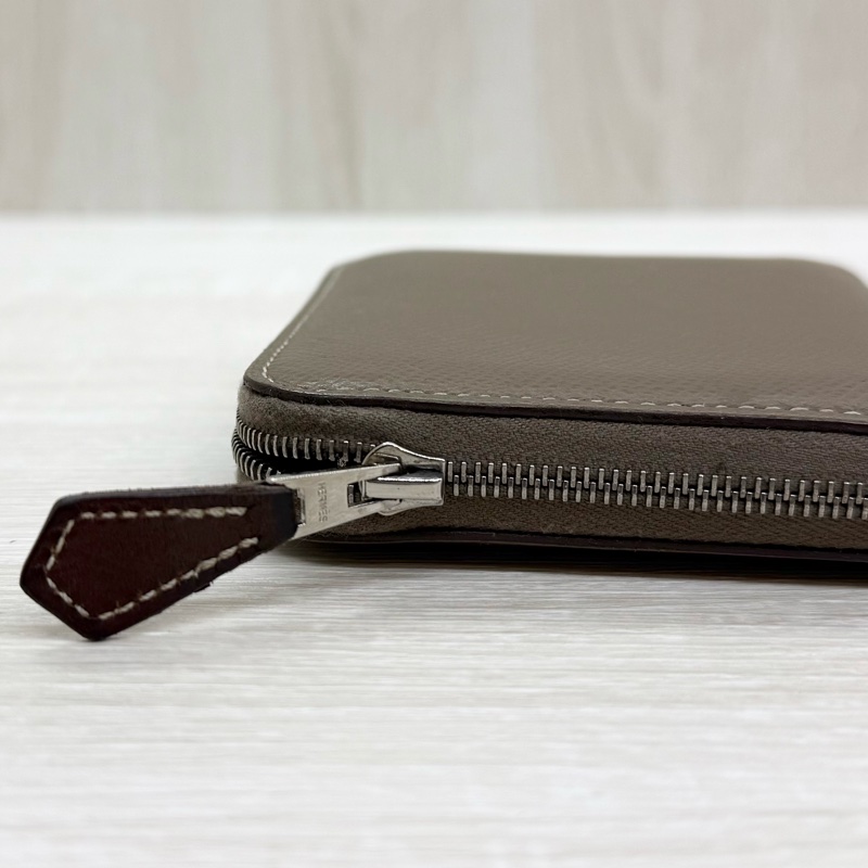 HERMES18大象灰Epsom皮叢林絲巾短夾-10