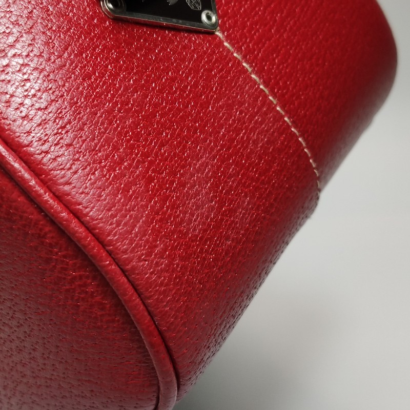 Prada牛皮帆布拼色三角徽標拉鍊手提包-16