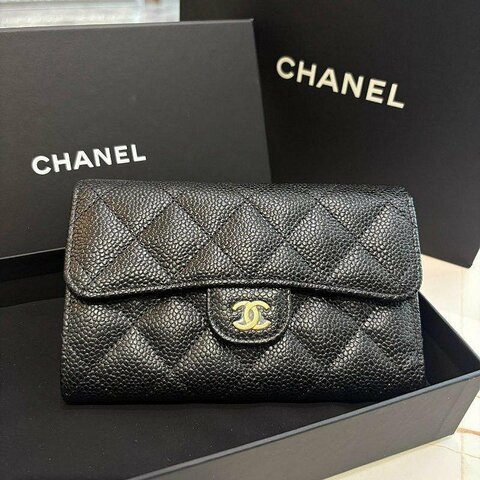 *SHIHNA名牌精品* CHANEL 經典小香菱格荔枝紋牛皮金釦LOGO (保卡款)