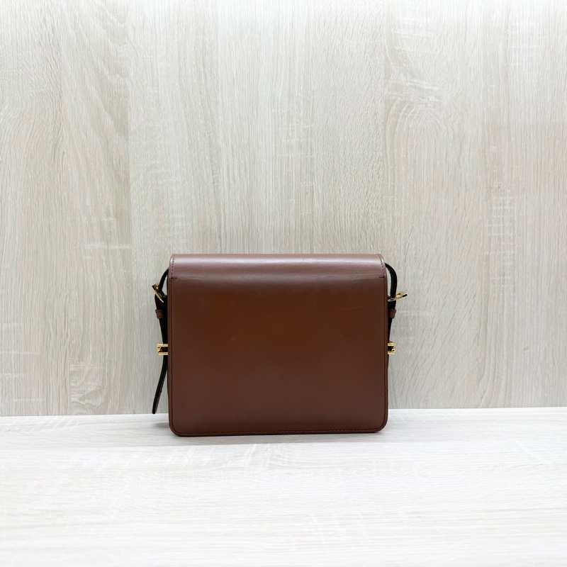 BURBERRY棕色拚黑邊牛皮GRACE下蓋肩側背包8012004-1