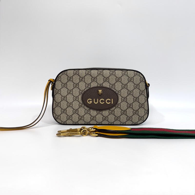 Gucci原花GG Supreme Messenger 虎頭包相機包 476466-1