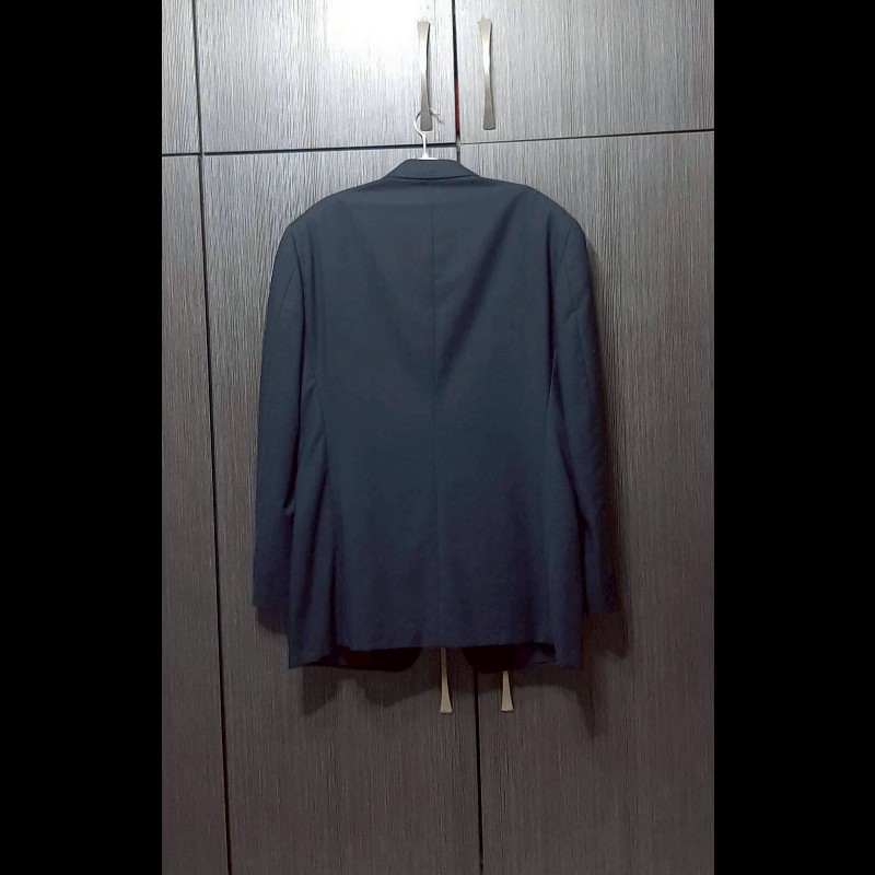 (義大利製MIITA)GIORGIO ARMANI 亞曼尼 男深藍色混羊毛三排釦西裝外套50R-2