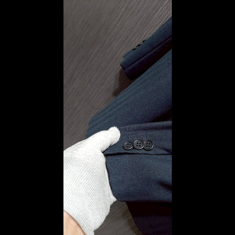 (義大利製MIITA)GIORGIO ARMANI 亞曼尼 男深藍色混羊毛三排釦西裝外套50R-5