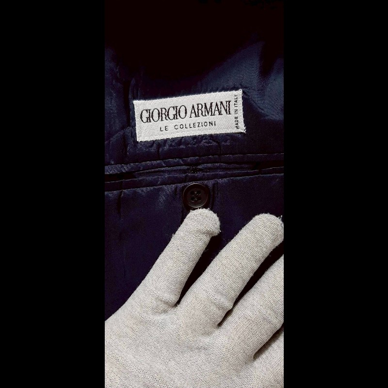 (義大利製MIITA)GIORGIO ARMANI 亞曼尼 男深藍色混羊毛三排釦西裝外套50R-8