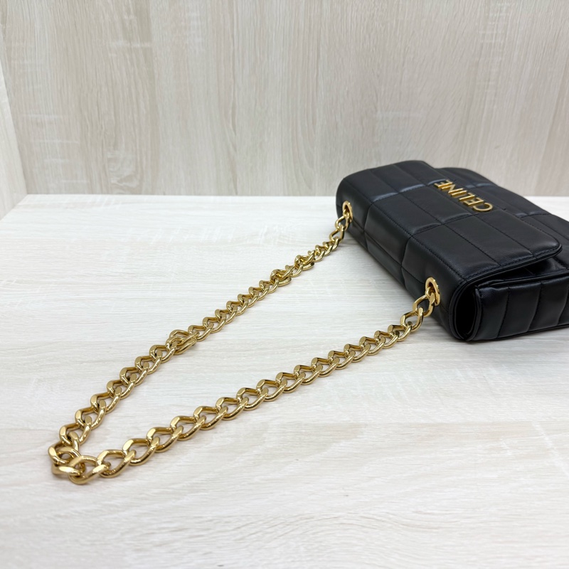 CELINE黑金牛皮MATELASSE MONOCHROME肩背鏈包-8