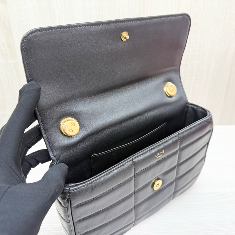 CELINE黑金牛皮MATELASSE MONOCHROME肩背鏈包-11