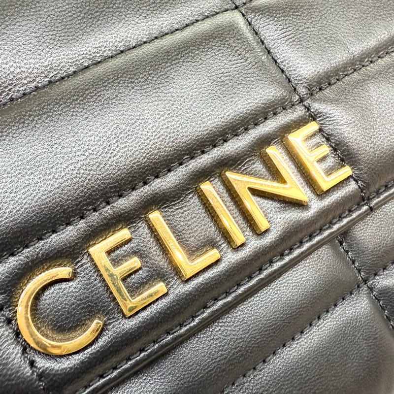 CELINE黑金牛皮MATELASSE MONOCHROME肩背鏈包-12